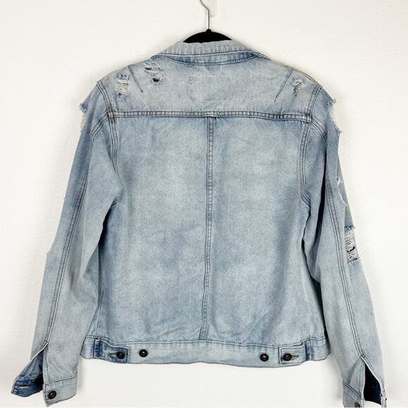 Jean Jacket Womens Brooklyn Cloth Light Distressed Denim Small - Picture 2 of 7